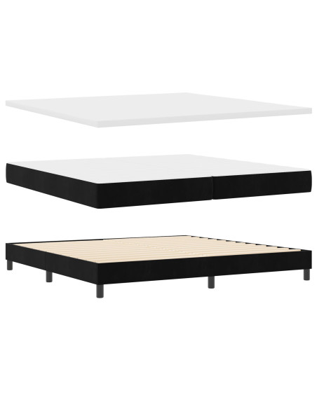 Letto Box Spring con Materasso Nero 200x200 cm Velluto