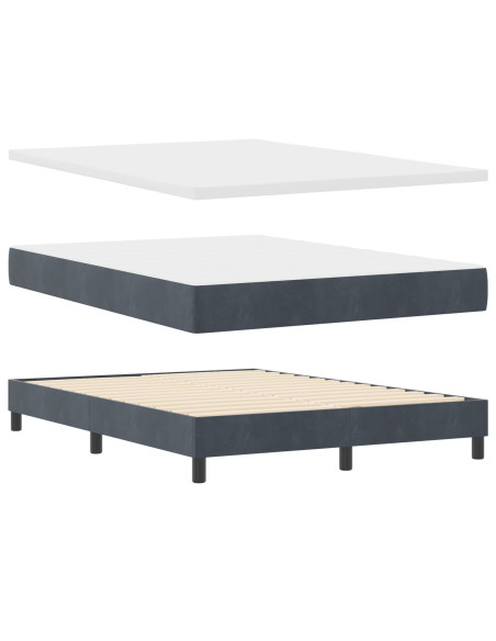 Letto con Box Spring e Materasso Grigio Scuro 140x200 cm in Velluto
