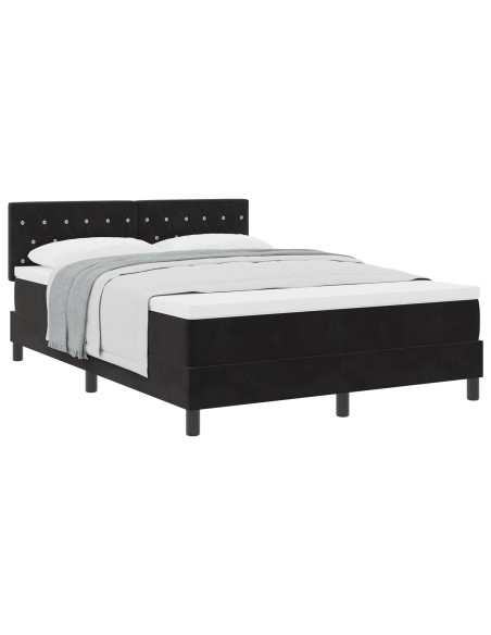 Letto con rete da box e materasso Nero 140x200 cm Velluto