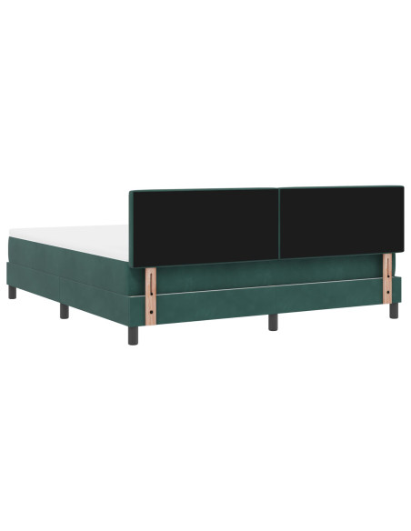 Letto a Rete con Materasso Verde Scuro Super King in Velluto