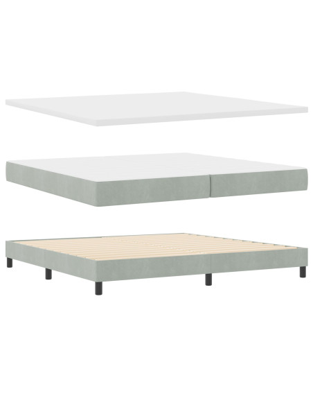 Letto Box Spring  con Materasso Grigio Chiaro 200x200 cm Velluto