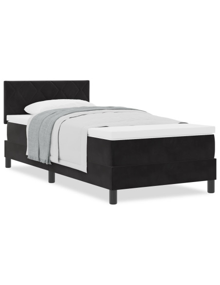 Letto Box Spring con Materasso Nero 100x200 cm Velluto