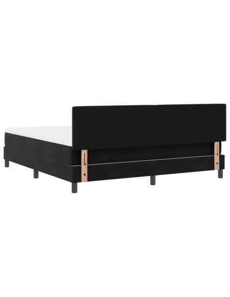 Letto Box Spring con Materasso Nero Super King in Velluto