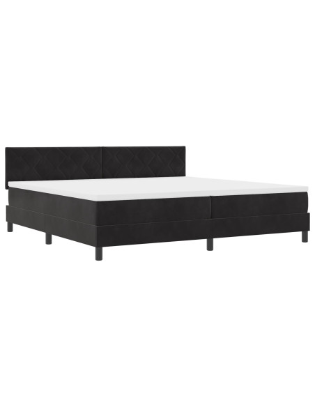 Letto Box Spring con Materasso Nero 200x200 cm Velluto