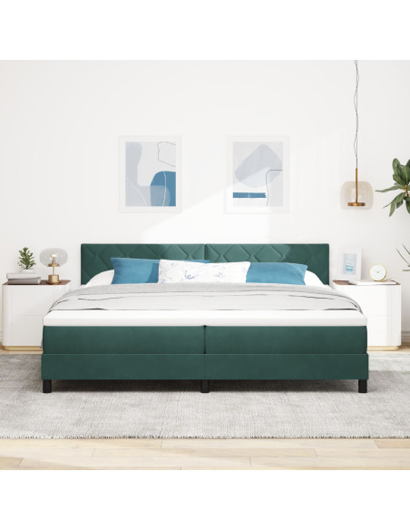Letto Box Spring con Materasso Verde Scuro 200x200 cm in Velluto