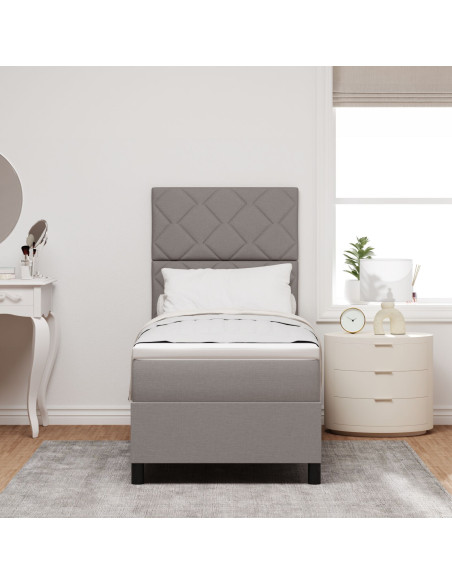 Letto con Box Spring Taupe 80x200 cm in Tessuto