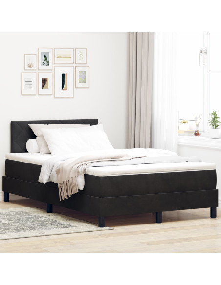 Letto con rete a molle e materasso  Nero 120x200 cm Velluto