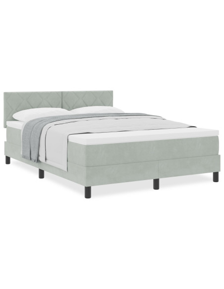 Letto Box Spring con Materasso Grigio Chiaro 140x190 cm Velluto