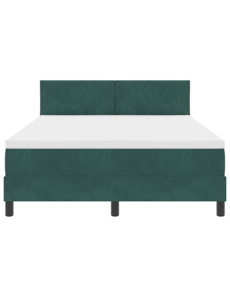 letto box spring  con materasso verde scuro 140x190 cm in velluto