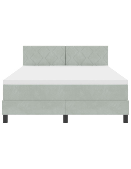 Letto con rete a molle e materasso Grigio Chiaro 160x200 cm Velluto
