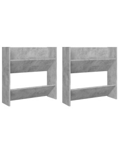 Scarpiere Muro 2pz Grigio Cemento 60x18x60cm Legno Multistrato