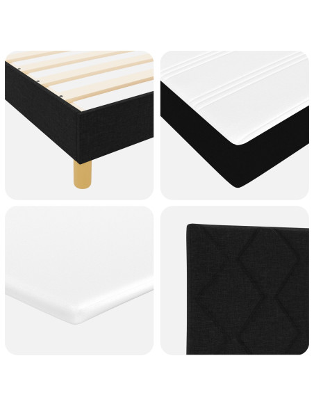 Letto con Box Spring e Materasso Nero 80x200 cm Tessuto