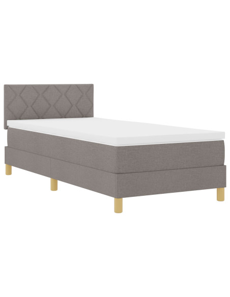 Letto Box Spring con Materasso Tortora 90x200 cm in Tessuto