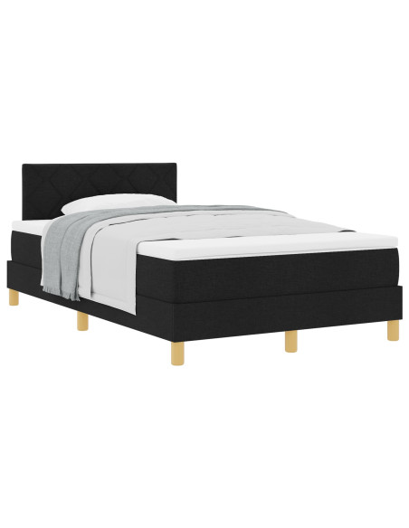 Letto con Box Spring e Materasso Nero 120x200 cm in Tessuto