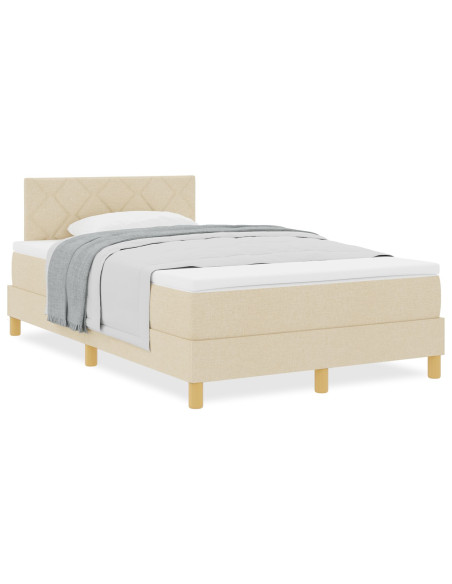 Letto a Molle con Materasso Crema 120x200 cm Tessuto