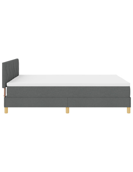 Letto con Box Spring  con Materasso Grigio Scuro 160x200 cm Tessuto