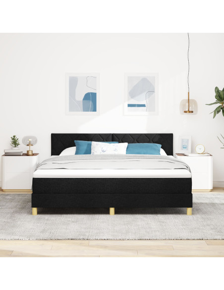 Letto Box Spring con Materasso Nero 180x200 cm Tessuto