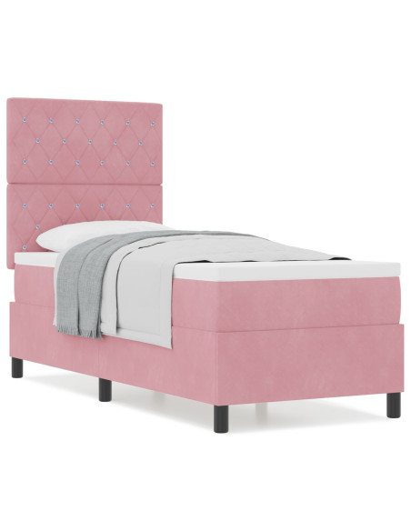 Rete a Molle con Materasso Rosa 80x200 cm Velluto