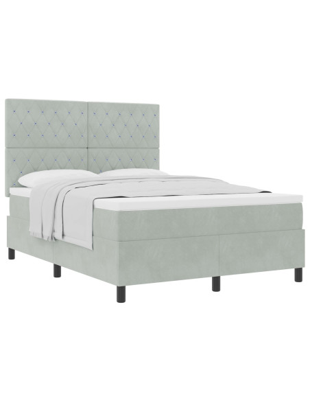 Letto Box Spring  con Materasso Grigio Chiaro 160x200 cm in Velluto