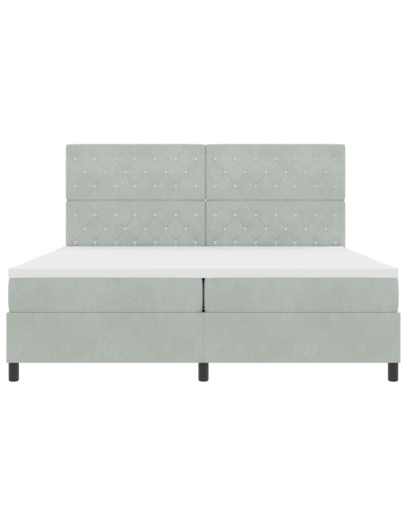 Letto a Molletta  con Materasso Grigio Chiaro 200x200 cm in Velluto