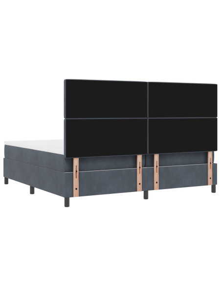 Letto a Molle  con Materasso Grigio Scuro 200x200 cm in Velluto