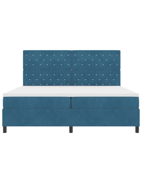 Letto Box Spring con Materasso Blu Scuro 200x200 cm Velluto