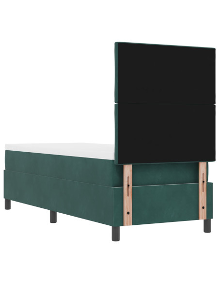 Letto con Box Spring e Materasso Verde Scuro 80x200 cm Velluto