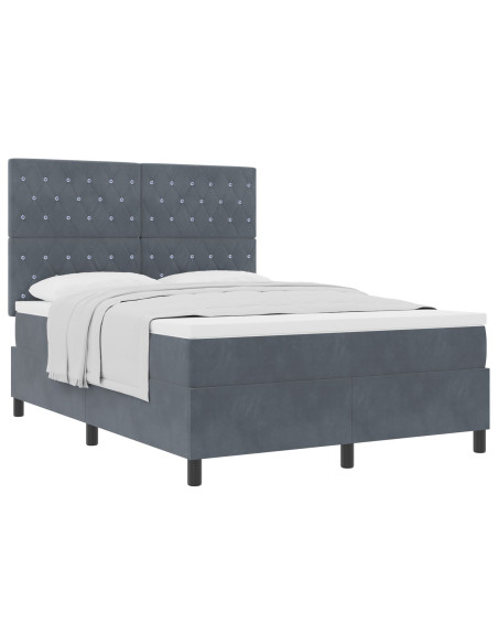 Letto Box Spring con Materasso Grigio Scuro 140x190 cm Velluto