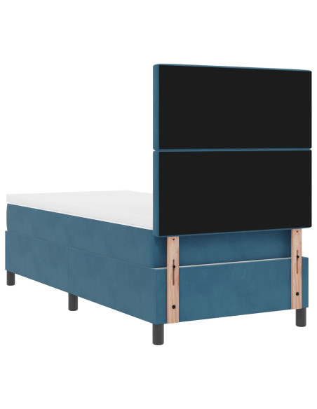 Letto a Box con Materasso Blu Scuro 90x200 cm in Velluto