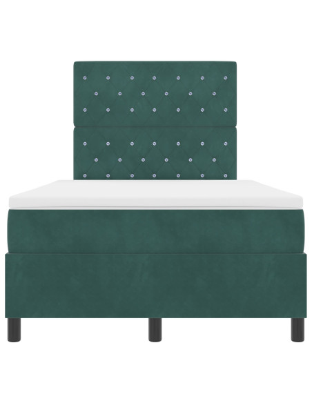 Letto Box Spring con materasso Verde scuro Piccolo doppio Velluto