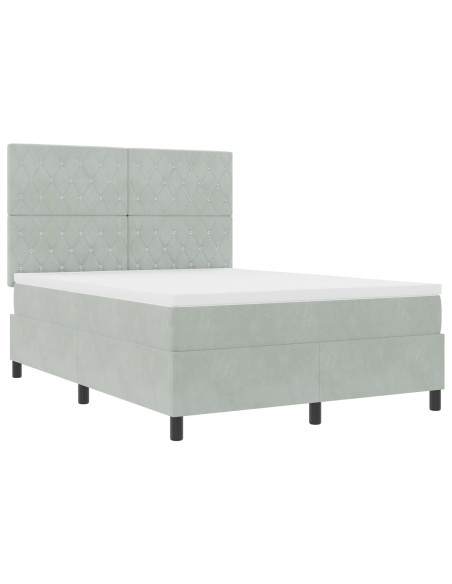 Letto a Box con Materasso Grigio Chiaro 140x190 cm Velluto
