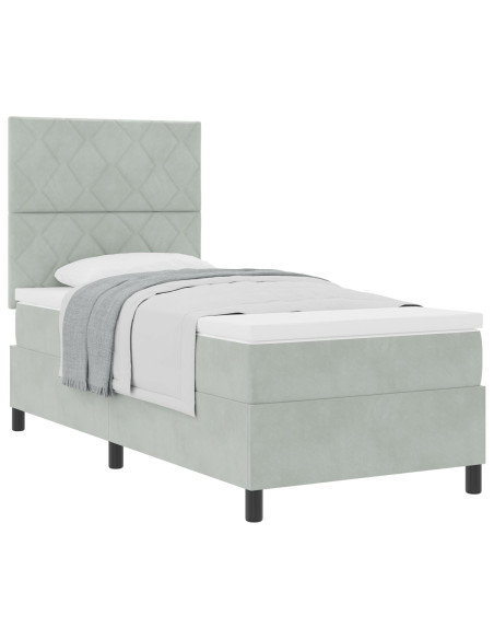 Letto a box spring  con materasso Grigio chiaro Singolo Velluto