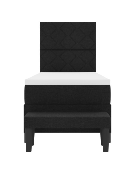 Letto a Molle  con Materasso e Panca Nero 80x200 cm Tessuto
