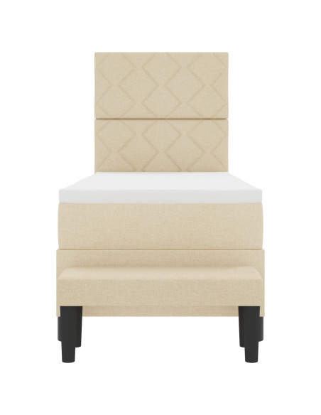 Letto Box Spring  con Materasso & Panchina Crema 80x200 cm Tessuto