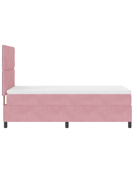 Letto a Rete con Materasso Rosa Singolo in Velluto