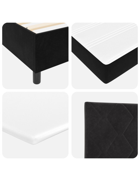 Letto a Box con Materasso Nero 90x200 cm Vellutato