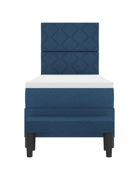 Letto a Molle  con Materasso e Panchina Blu 80x200 cm Tessuto
