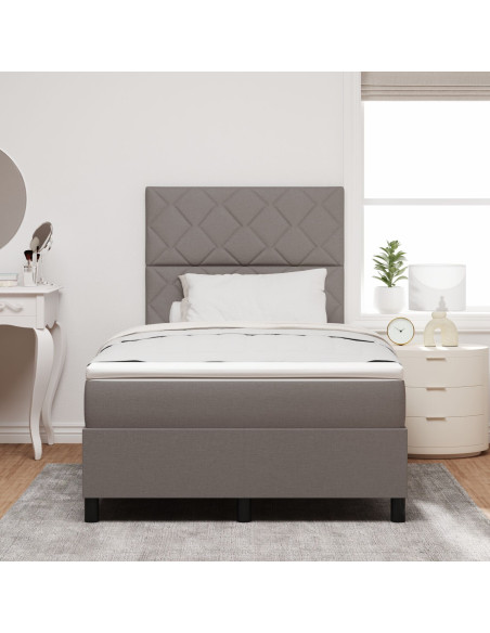Letto Box Spring e Materasso Taupe Piccolo in Tessuto