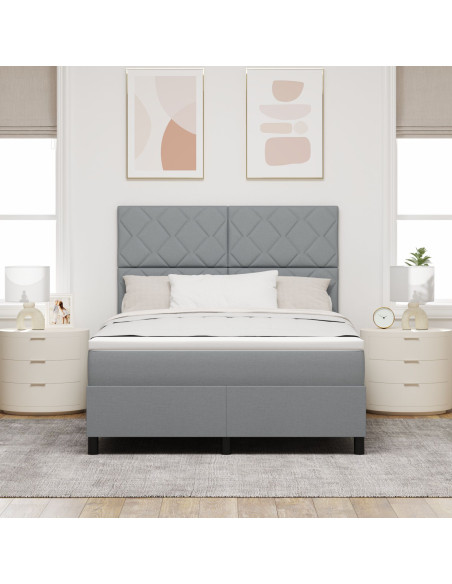 Letto con rete a doghe e materasso grigio chiaro 140x190 cm in tessuto