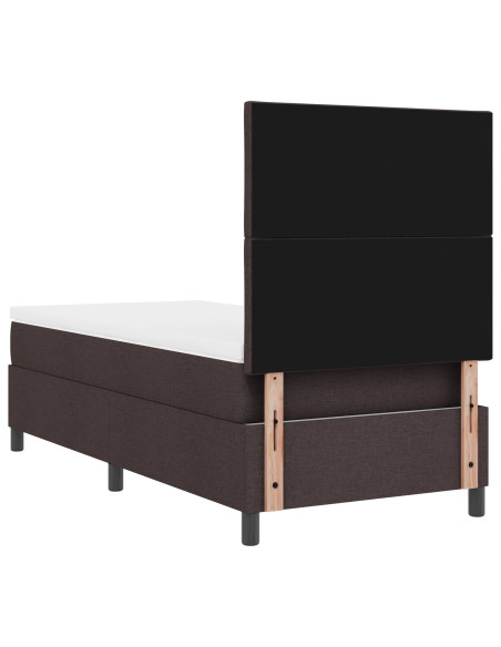 Letto Box Spring  con Materasso Marrone Scuro Singolo Tessuto