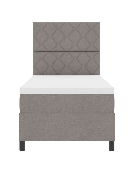 Letto Box Spring e Materasso Taupe 100x200 cm in Tessuto