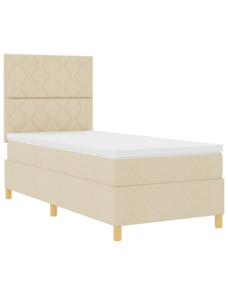 Letto a molle  con materasso panna 90x200 cm tessuto