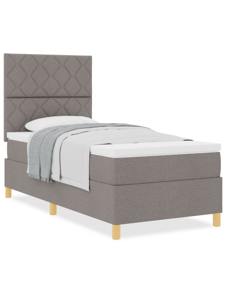 Letto Box Spring  con Materasso Tortora 90x200 cm Tessuto