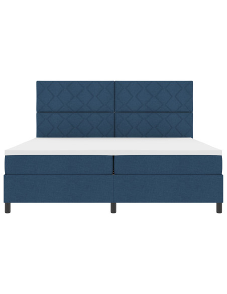Letto a Molle e Materasso Blu 200x200 cm in Tessuto