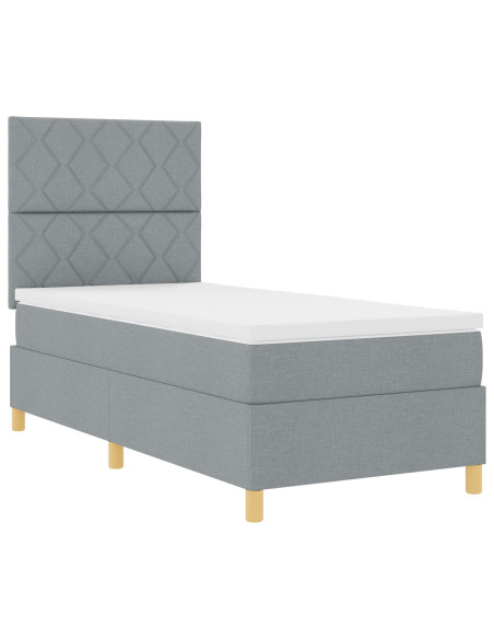 Letto con rete a molle  e materasso grigio chiaro 100x200 cm tessuto