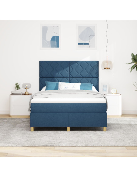 Letto con Rete a Doghe  Blu 140x190 cm Tessuto