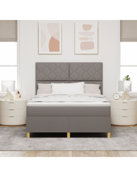 Letto Box Spring con Materasso Tortora 140x190 cm in Tessuto