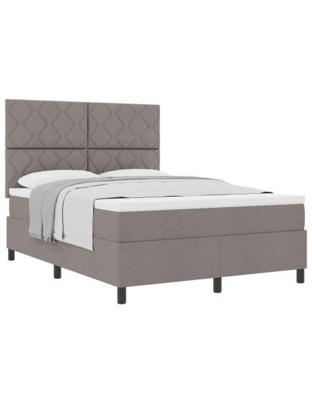 Letto Box Spring con Materasso Taupe 160x200 cm Tessuto