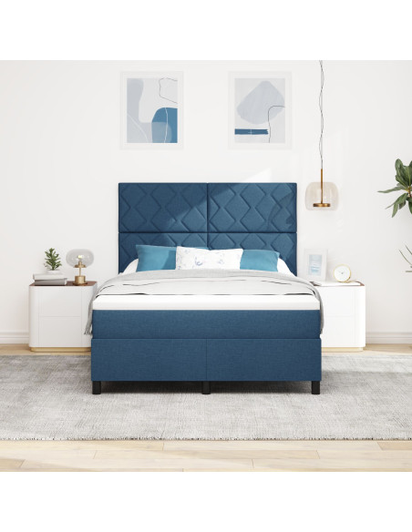 Letto con rete a molle  Blu 140x200 cm Tessuto