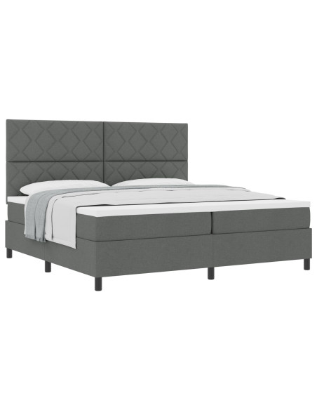 Letto a Box Spring  con Materasso Grigio Scuro 200x200 cm Tessuto